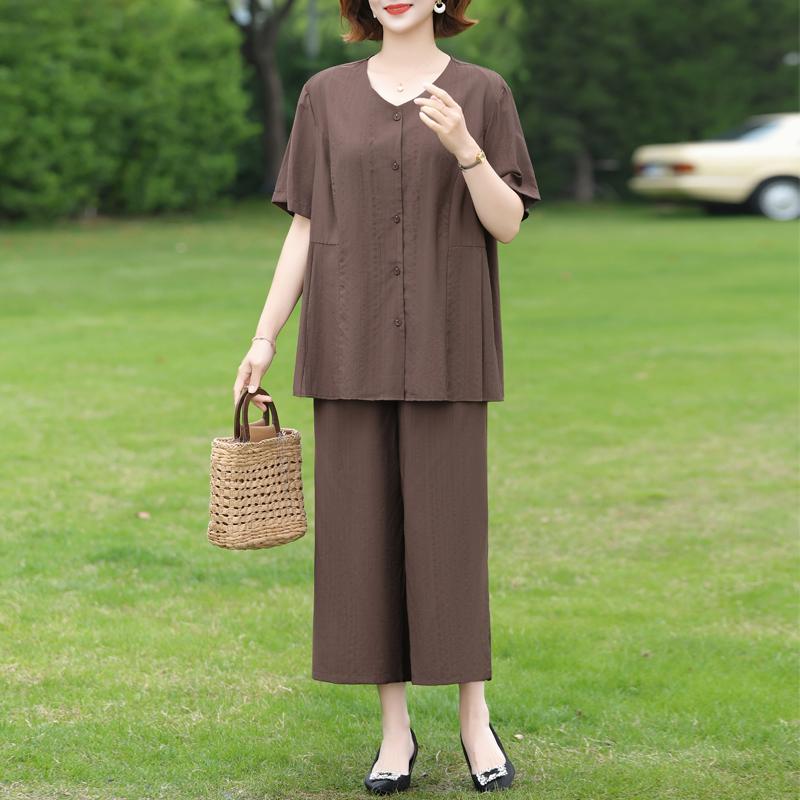 Women's Plus Size 2-Piece Casual Set, Short Sleeve Top & Elastic Waist Pants (3XL-7XL)
