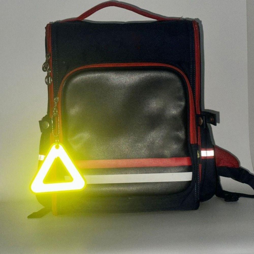 Reflective Safety Keychain Lightweight Backpack Pendant Triangle Safety Tag  Cycling Accessories