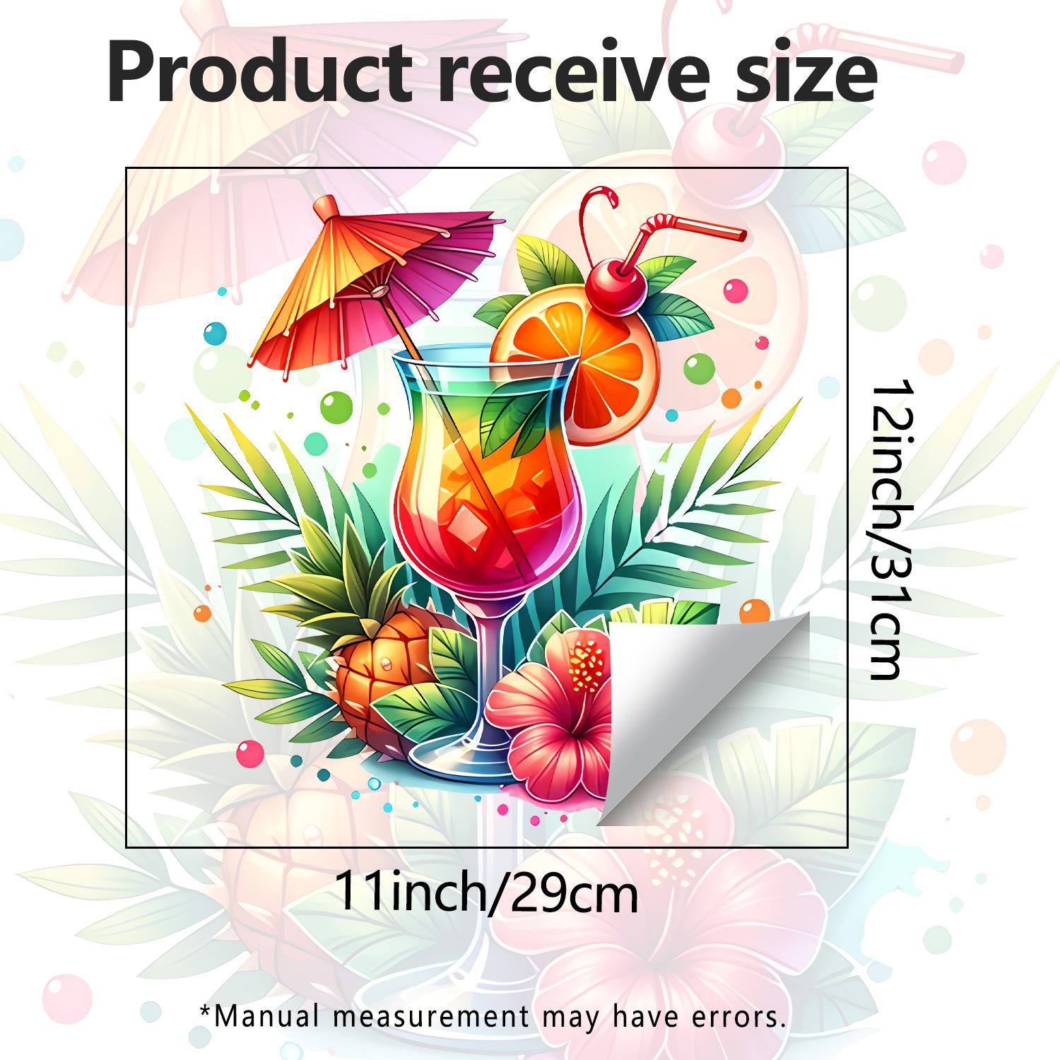

Creative Tropical Cocktail Static Cling Wall Sticker Self Adhesive Removable for Kitchen Bathroom Home Decor 29x31cm разноцветный