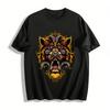 Mechanical Lion Head Graphic Tee Trendy Street Style Cool Casual Top Pure Cotton T-shirt