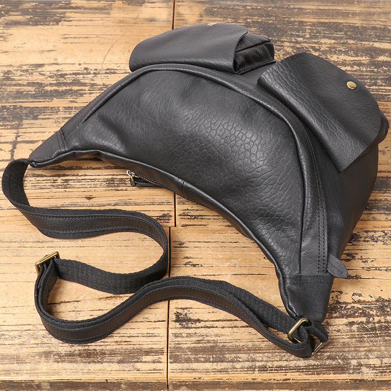 Torba ze skóry bydlęcej Męska Torba crossbody ze skóry bydlęcej Torba na ramię Pierwsza warstwa skóry bydlęcej Torba rowerowa, Jednoramienna torba pod pachę, Podróżna torba listonoszka na klatkę piersiową
