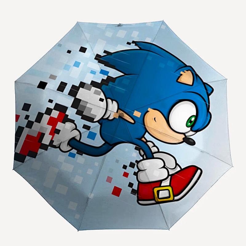 

1pc Sonic Running Automatic Folding Umbrella - Compact 8-Rib Design, Durable Plastic & Iron, F104011