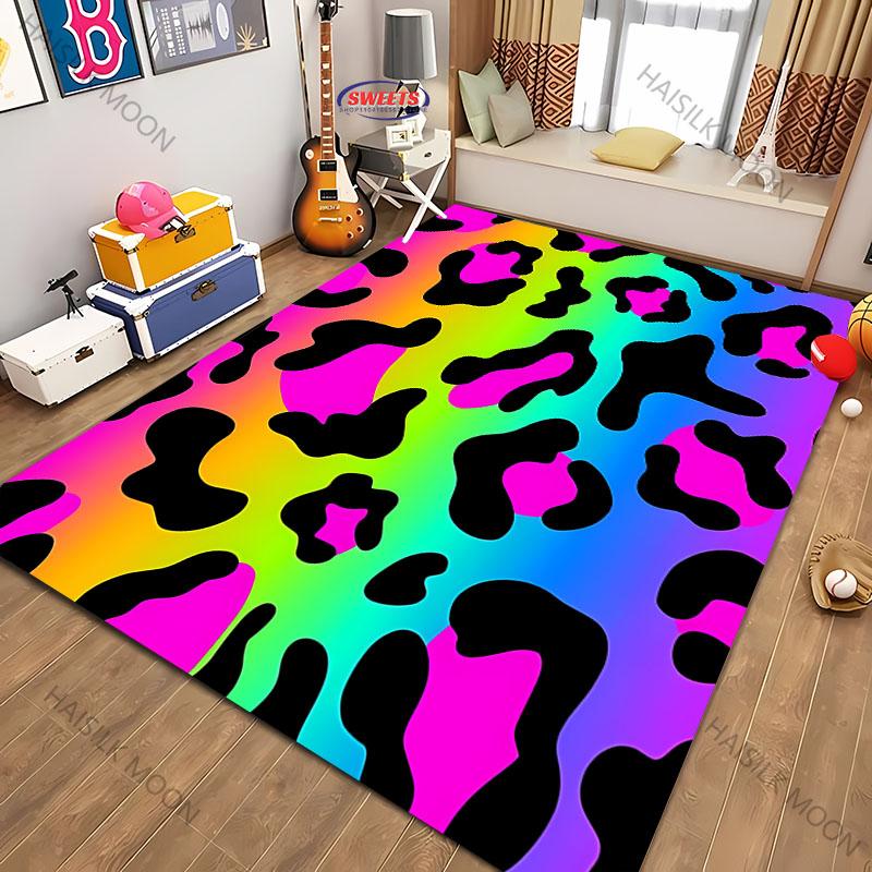 3D Printing Colorful Leopard Theme Carpet Living Room Bedroom Sofa Office Large Area Mat Home Decor Rug Great Gift for Friends