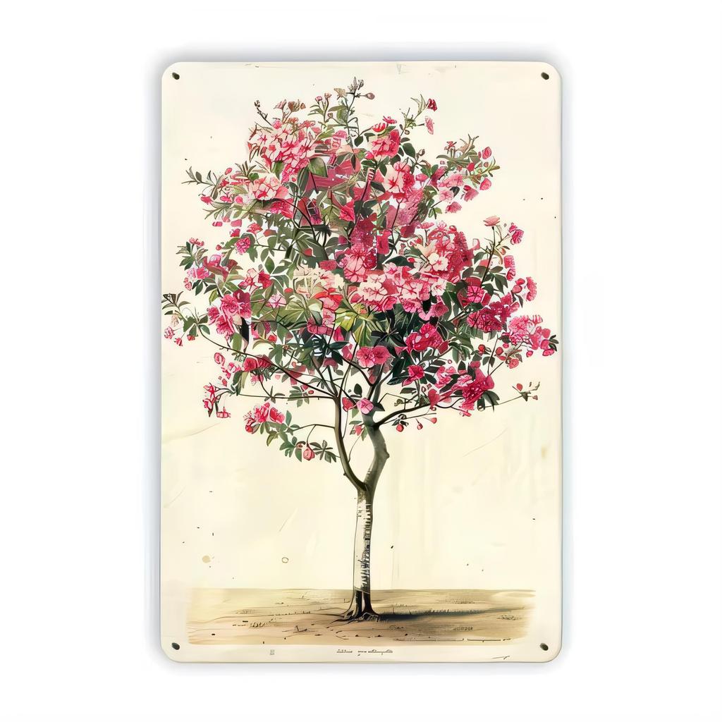 Tin Sign Vintage Flower Tree Wall Art Metal Poster Retro Cottage Garden Botanical Print Plaque for Home Decor Bedroom Living R
