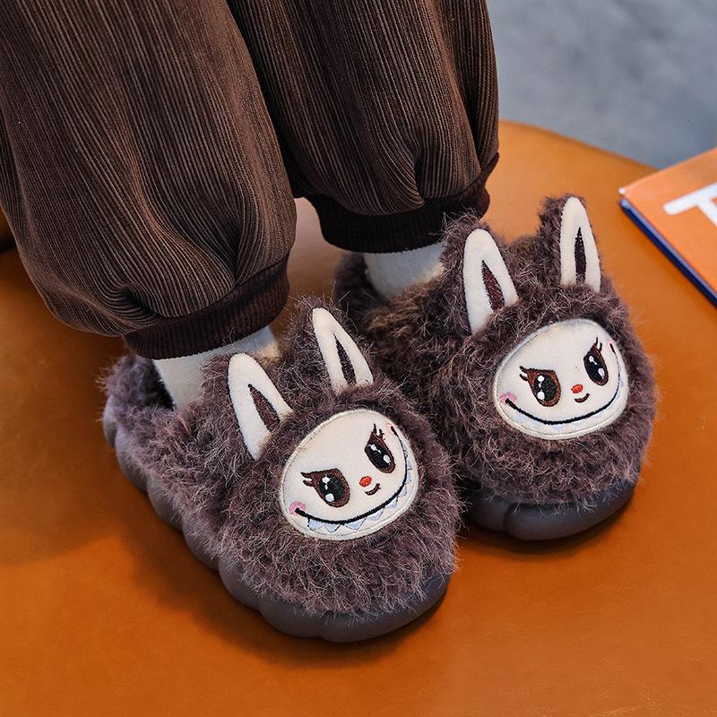 Boys' and Girls' Cozy Winter Slippers - Thick-Sole, Non-Slip, Plush Velvet, Indoor Warmth