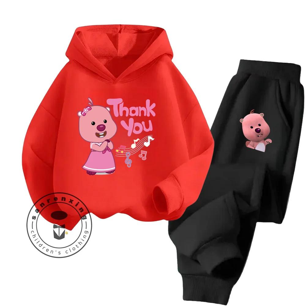 2025 Loppy Cartoon Einfarbiges Hoodie-Set A Hip-Hop-Stil Reines Baumwoll-Kostengünstiges Hoodie-Set Geliebt von Kindern im Alter von 3-14 Jahren