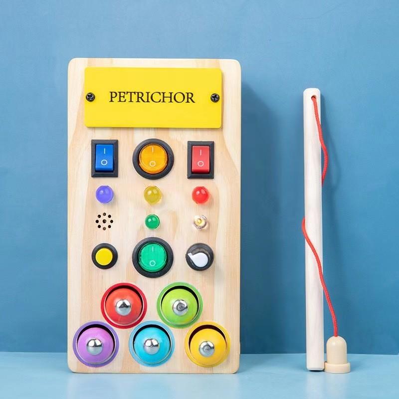 Learning Led Wooden Busy Board With Circuit Switches For Kids Toy Developmental