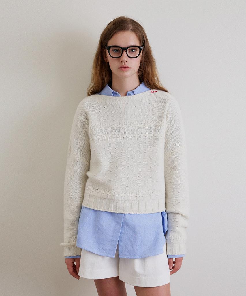 HANE Boat Neck Nordic Wool Knit_Vanilla
