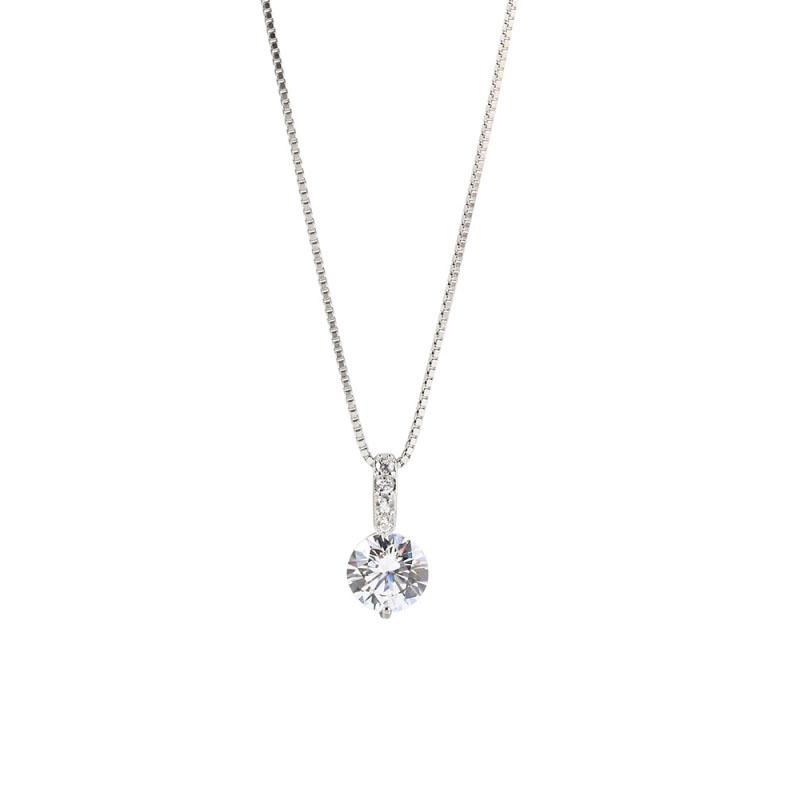 ANENJERY Collana con zircone singolo per donna Girocollo con catena in argento con catena clavicola
