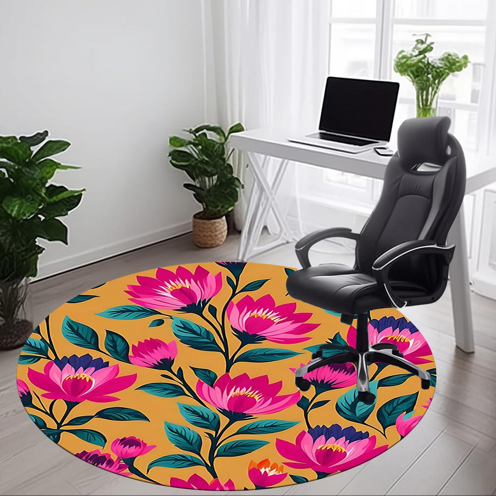 1PC Floral Pattern Chair Carpet for Office, Indoor Non-Slip Washable Carpet, Soft Comfortable Mat For Office Room yy250930148