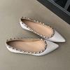 Flat Bottom Model~ Pointed Single Shoes Women's Flat Bottom Willow Flat Heel Boat Shoes Shallow Mouth Soft Sole Women's Shoes 2025 New Rivet Shoes
