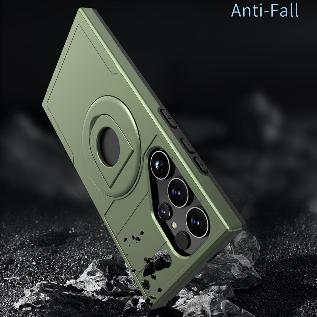 For Samsung Galaxy S24 Ultra Magnetic Case Ring Kickstand PC+TPU Phone Cover