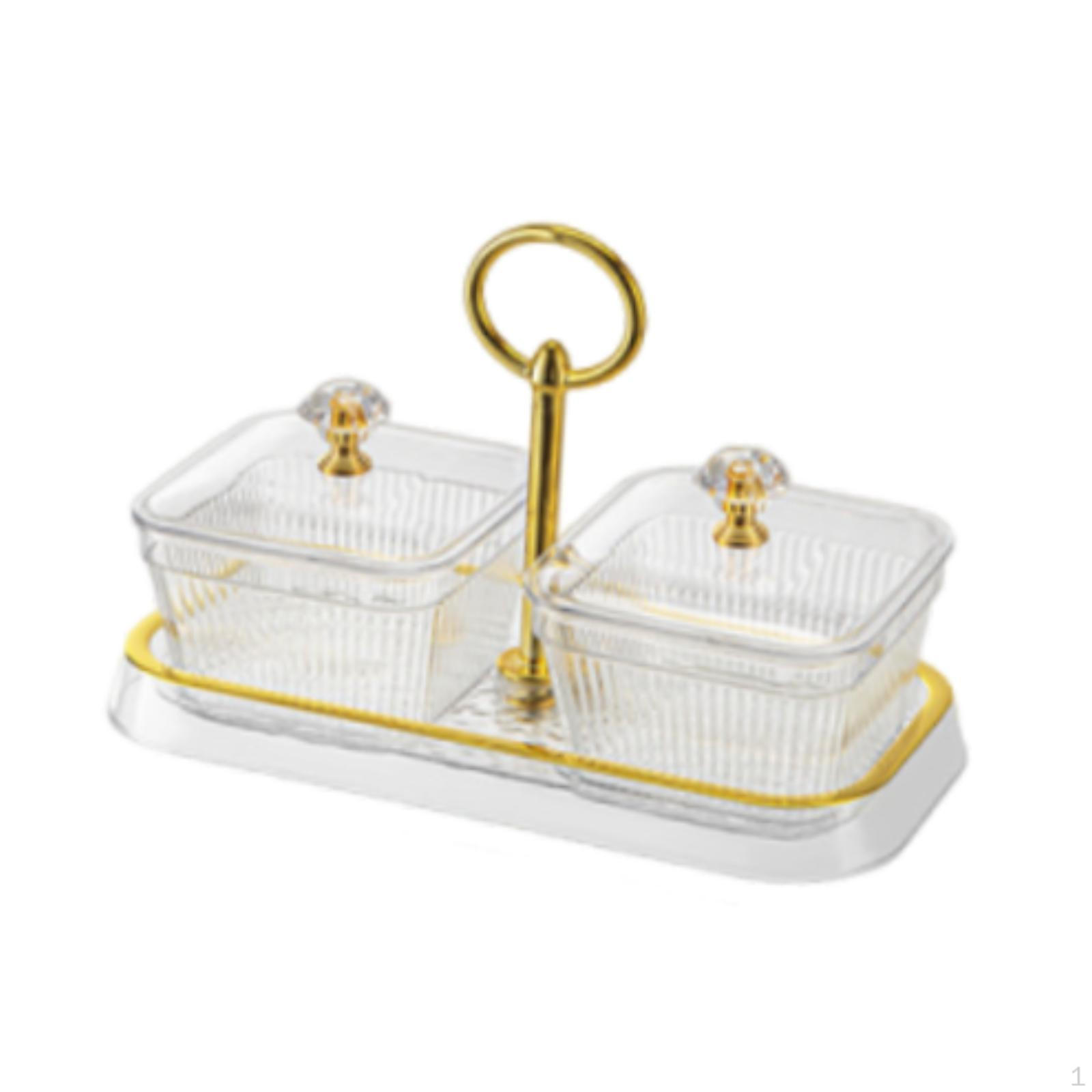 

Compartmentalized Serving Tray for Dried Fruit, Candy, And Nuts; Practical Sturdy, Ideal 2 Compartments_Clear Tray