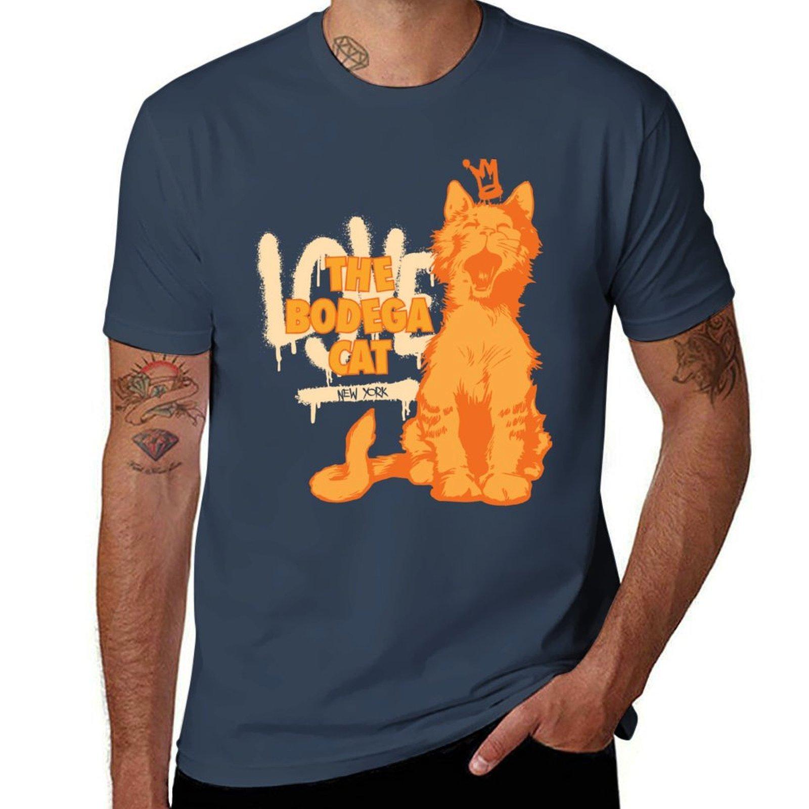 BODEGA ORANGE CAT# 8 Футболка футболки для мужчины упаковка белая черная хлопковая футболка однотонная для мужчины упаковка Футболка S