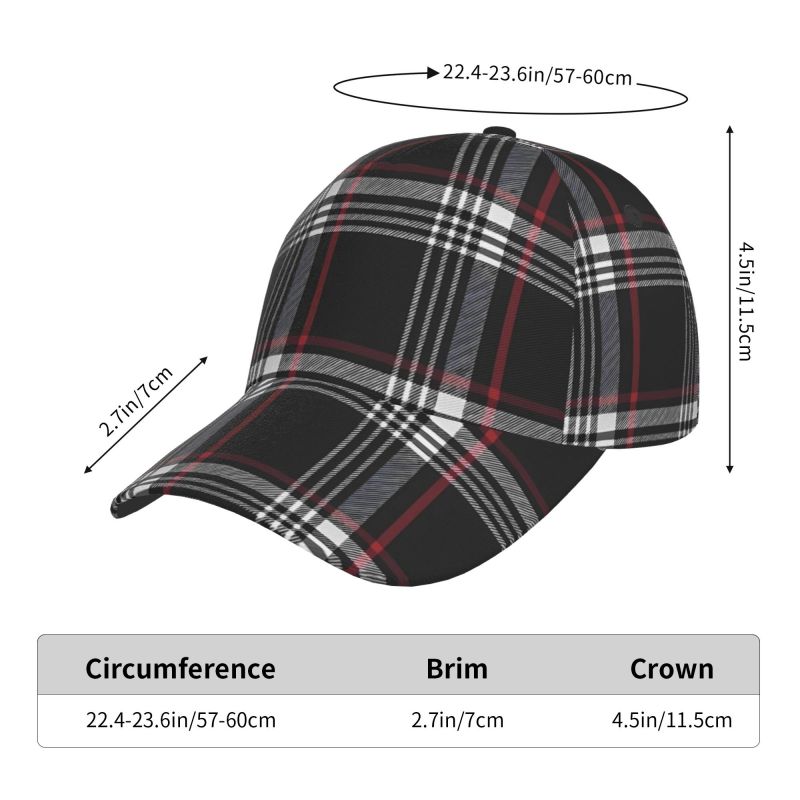 GTI Tartan Plaid Print Sandwich Baseball Caps Snapback Hats Daily Bucket Cap Unisex Hip Hop Cap Retro Sun Visor Peaked Cap