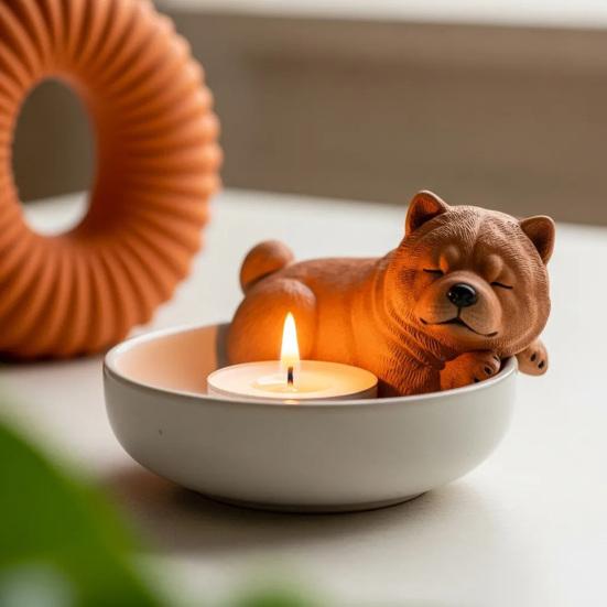 Ručně malovaný svícen pro štěně votivní svícen na čajovou svíčku stojan dekorace obývací pokoj koupelna svícen stolní ozdoba středový prvek