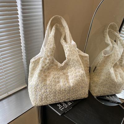 Netzblume Schultertasche Kirschblüte dreidimensional gehäkelt Spitze literarisch und süß Sommer Westentasche