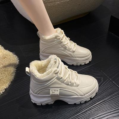 Winter New High-top Thick-soled Little White Shoes Velvet Versatile Casual Shoes Thickened Warm Cotton Shoes A