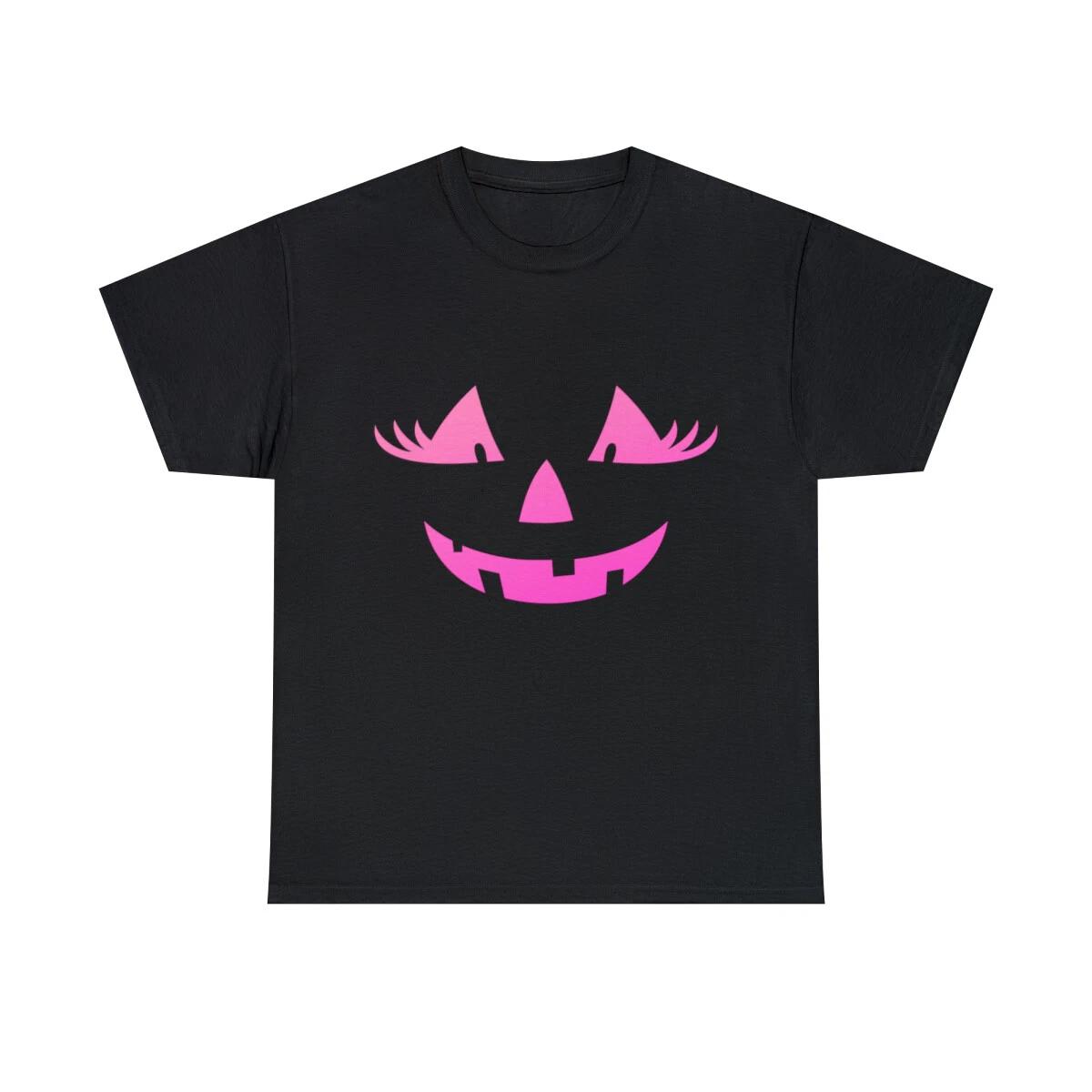 Cute Pink Pumpkin Jack O Lantern Halloween Graphic Tee Shirt S