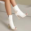 Damen Cool-Stiefel mit hohen Absätzen, sexy europäischer und amerikanischer Stil, Frühling und Sommer neu, dünne Absätze, große Größen, Peeptoes