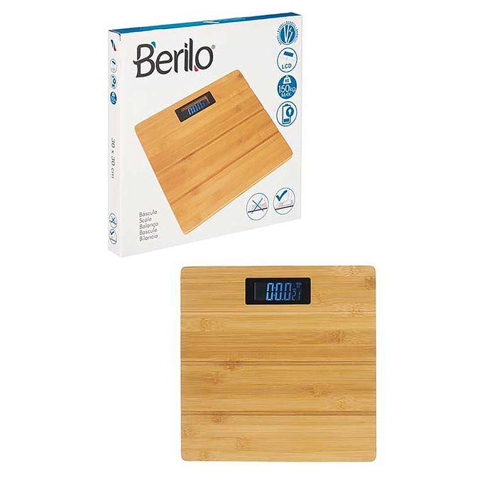 DAM Balance Numérique En Bambou Avec Écran LED. 30x30x2,7 Cm. Couleur : Marron