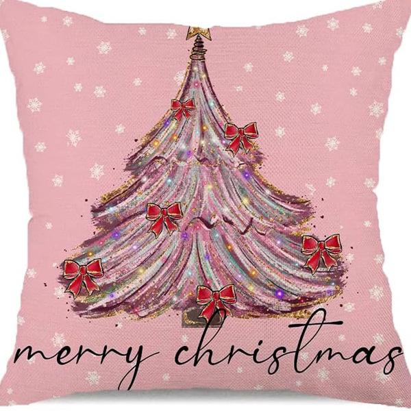Christmas Pillowcase Linen Print Elk Snowman Home Decoration Sofa Cushion Cover