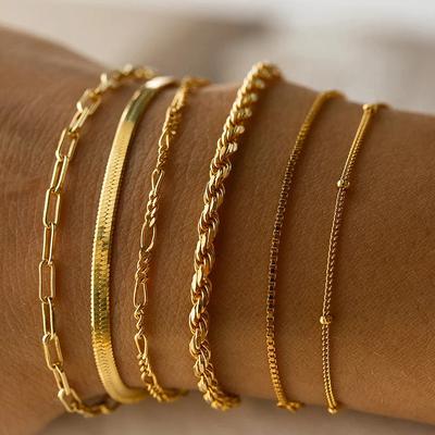 Gold Color Bracelet Stainless Steel Twist Cuban Chain Bracelet for Women Chain Bracelet Jewelry Gifts