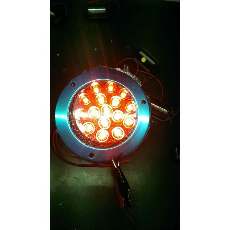 New Car Truck 16-LED 12V-24V Round Clear Lens Red Tail Lights Back-up Reverse Lamps