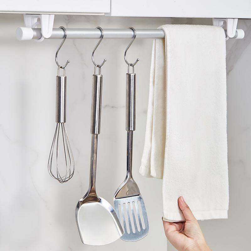 360 ° drehbarer, einziehbarer Stangenfixator für nicht bohrende, stark klebende Haken für Handtuchstange, Duschvorhangstangenhalterung, Haltergestell