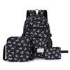 Set de Mochila de Nylon de 3 Piezas Linda Mochila Escolar con Estampado de Lazo para Niñas Mochila Grande con Bolso de Hombro Estuche para Lápices