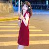 Suspender Dress Women's French Waist Red Sexy Short Skirt Spring and Summer New Skirt Tight Fairy Hip Skirt