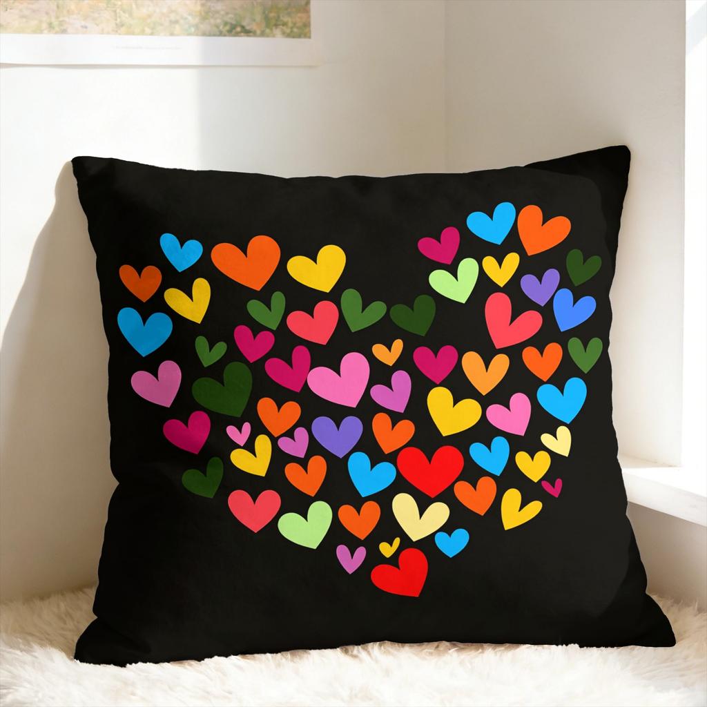 Colorful Heart Pillow Cover Fashion Pillow Case For Wedding Party Home Decor Graphic Cushion Cover Gift