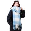 Korean version color mohair scarf women's winter shawl versatile tassel new thermal scarf color matching