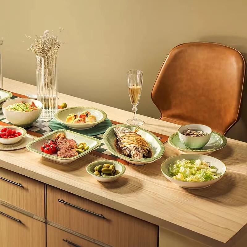 PHMI Forest Dream Manor 23-Piece Embossed Ceramic Dinnerware Set