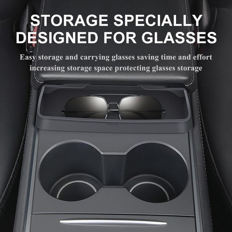 For Tesla 2023 Model 3 Model Y Central Control Armrest Glasses Pocket Accessories 2023 Glasses Case Silicon Storage Casket