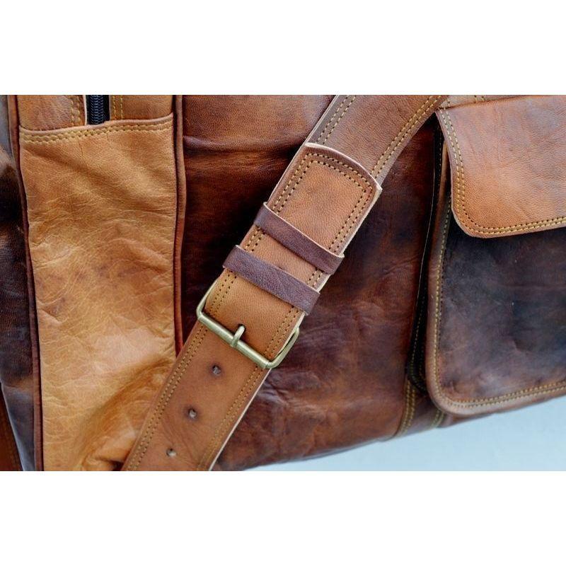 Pánské hnědé Vintage originální cestovní zavazadla Duffle Gym Bags Tote kozí kůže