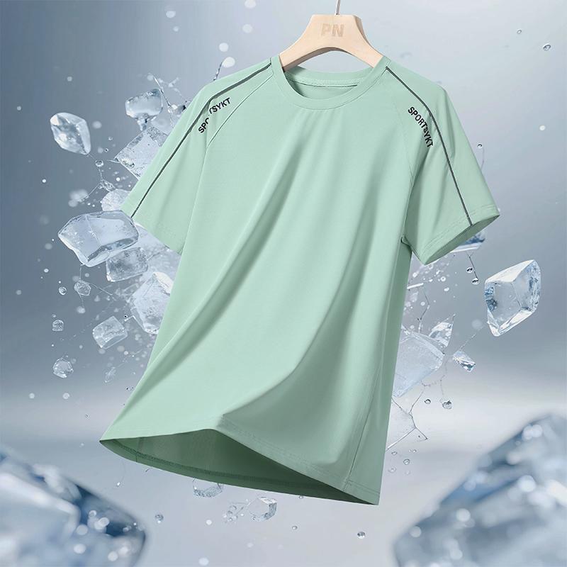 Eisseiden kurzes T-Shirt Herren Fitness Eisseide Halbsleeve Herren atmungsaktives Netz Sport Halbsleeve atmungsaktives schweißableitendes T-Shirt