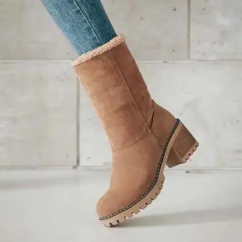 

Women Fur Warm Snow Boots Winter Boots Fashionable Warm Wool Booties for Women Ankle Comfortable Shoe Female Mid Calf 35 хаки
