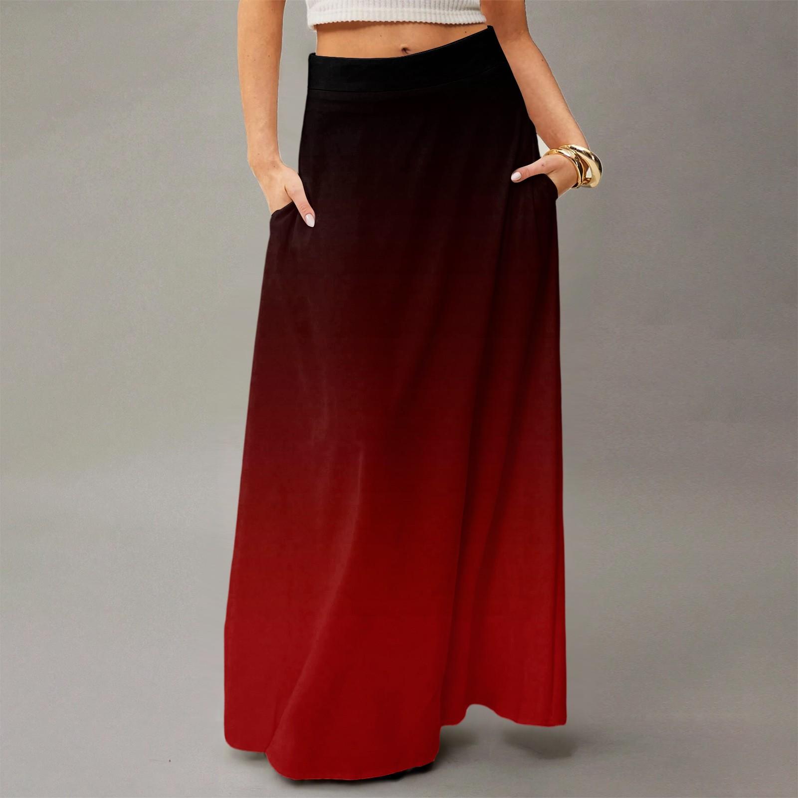 

Женское струящееся платье макси, обычная повседневная летняя юбка в стиле бохо S винный