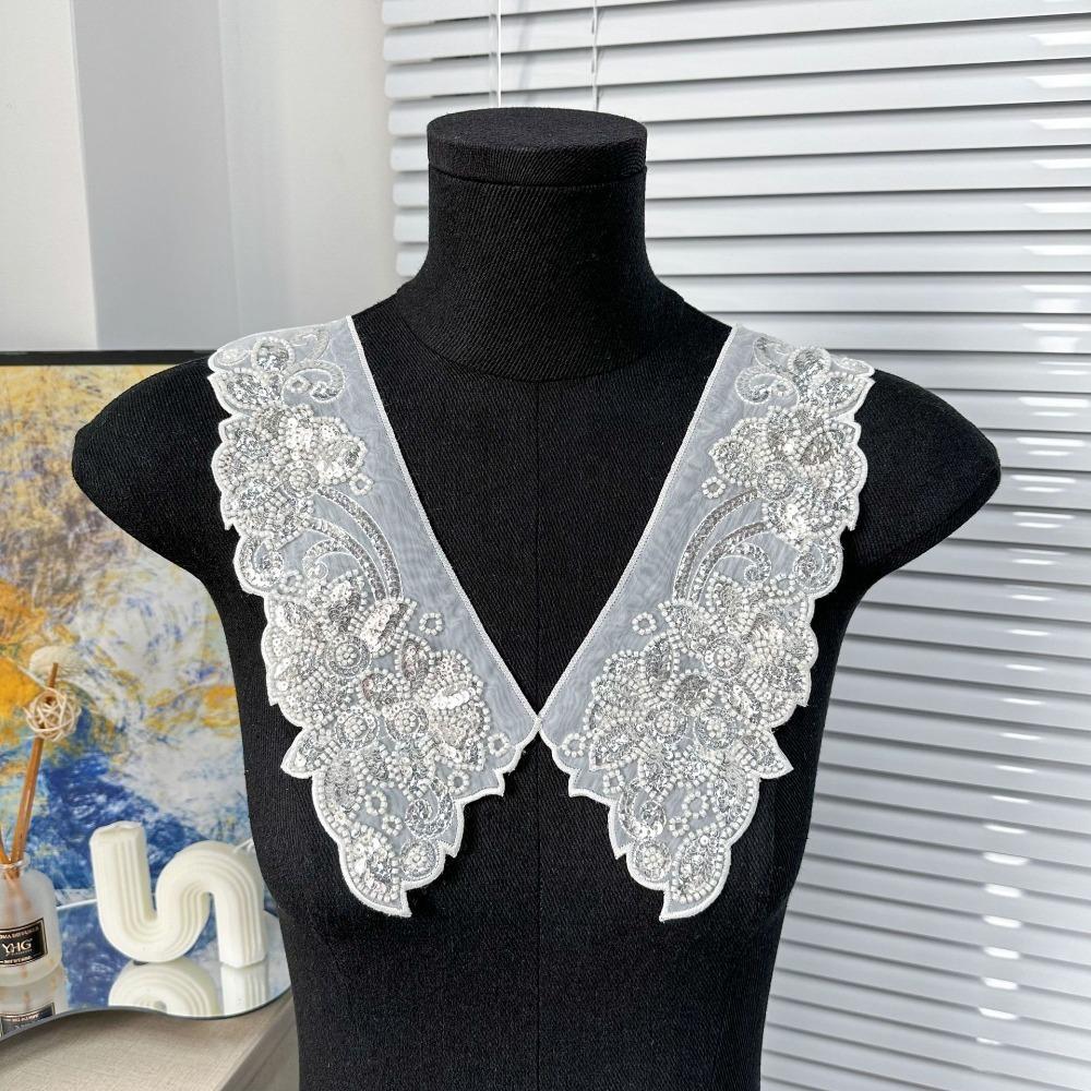 Organza Embroidery Dingzhu Shawl Collar Lace Up Shawl Detachable Shirt Collar Women's Lace Collar