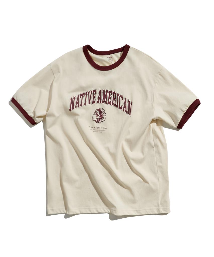 Peullukeu American Vintage Ringer T-Shirt Ivory Fst357