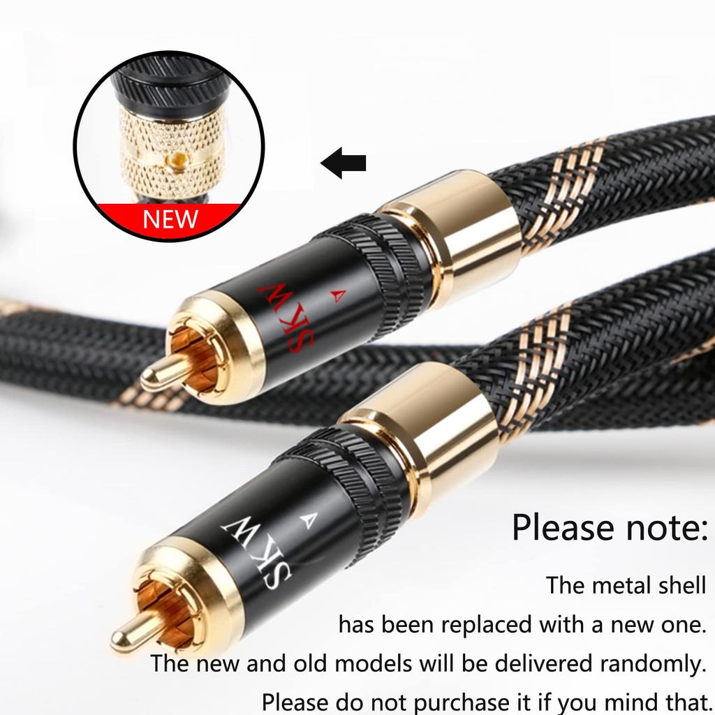 SKW Upgraded RCA Audio Cable, 2 RCA to 2 RCA Self-Locking Plugs, RCA Cable for CD Player, Amplifier, DAC Decoder, 3m