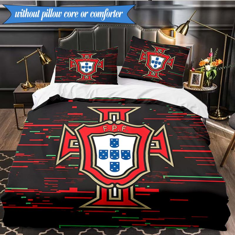 3PCS Portugal's National Emblem Bedding Set 2D Printing (Includes 1 Duvet Cover + 2 Pillowcases Coreless), Bedroom decor,Fan gift