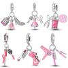 Copper Sewing Series Measuring Tape Scissors Buttons Hair Dryer Pendant Beads Charms Fit Bracelets Diy Jewelry Gift