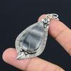 Mothers day Sale Sterling Silver Pear Natural Fume Agate Wedding Flower Pendant