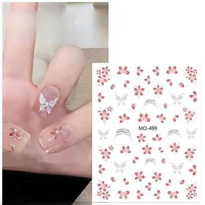 New Spring Fresh Gilded Small Pink Flower Nail Art Sticker Super Hot Pink and Tender Gilded Small Honeysuckle Nail Sticker
