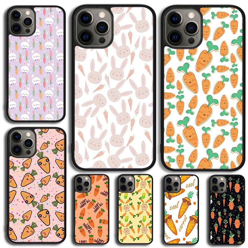 Cute Cartoon Carrot Pattern Phone Case For iPhone 17 Air 15 16e 14 13 Pro Max Coque 12 11 Pro Max PLUS Cover