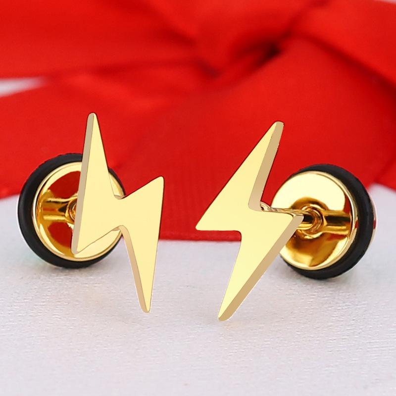 2 ks 16G Nerezová Unisex Náušnice Stud s Plochým Zadním Dílem Blesk, Vysoce Leštěná Nerezová Ocel Náušnice do Chrupavky Tragus Helix