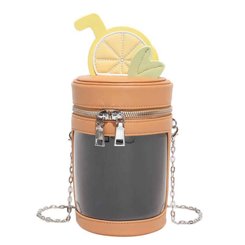 Womens PU Leather Cylinder Bag Shoulder Crossbody Round Bag Vintage Bucket Handbag with Double Metal Zipper Top Handle