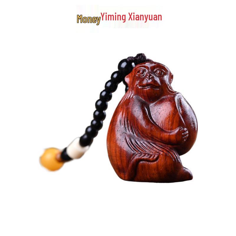 Rosewood Carved Pixiu Ornament: Gourd & Dragon Turtle Handicraft